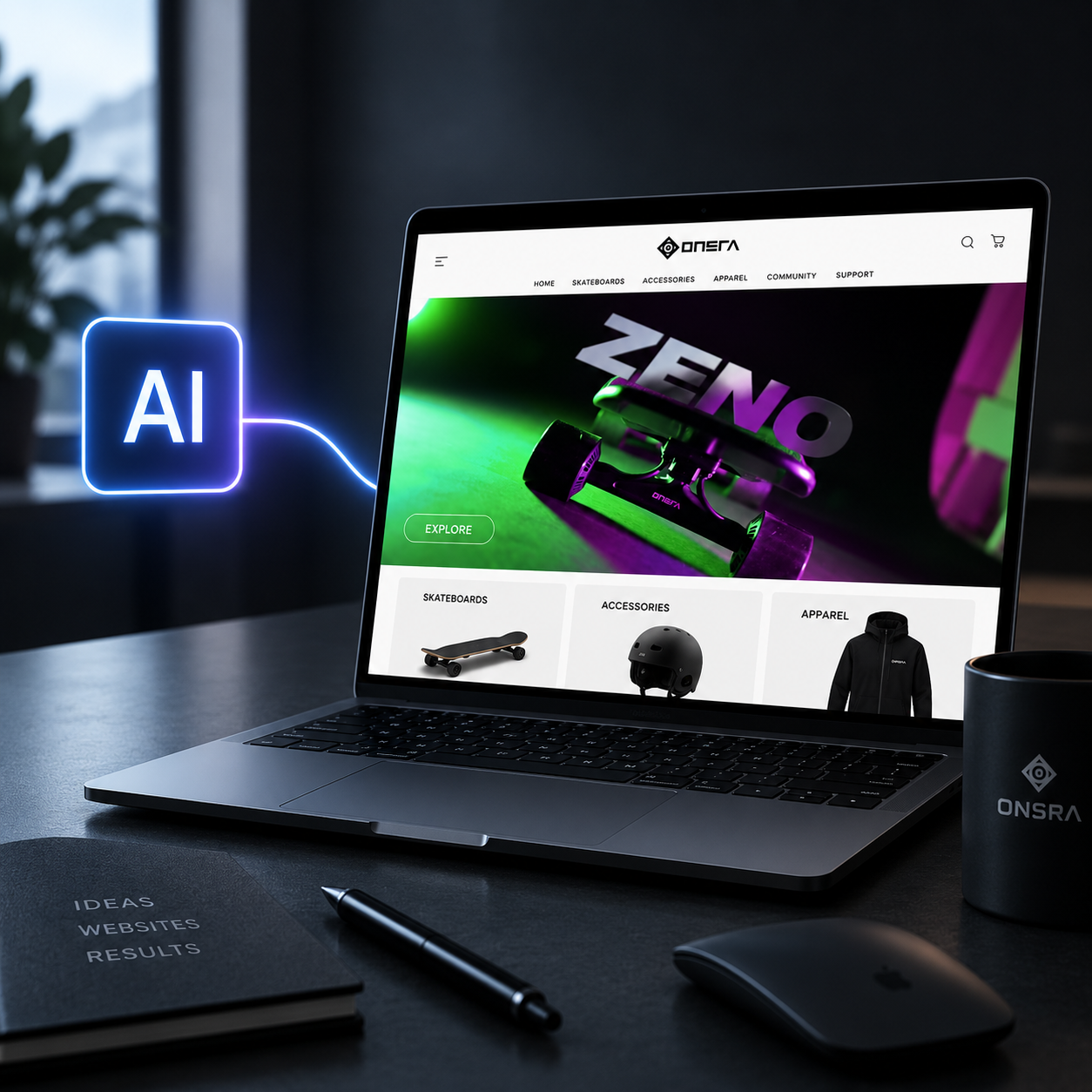Laptop mit KI-gestützt optimierter Website – GEO für Unternehmen in Luzern und der Zentralschweiz